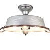 Farmhouse Ceiling Light -Rustic Galvanized Flat Tub