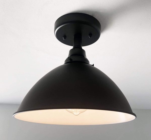 Large Black Enamel Farmhouse Ceiling Light - Image 5