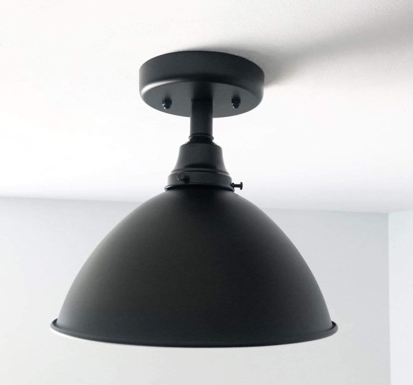 Large Black Enamel Farmhouse Ceiling Light - Image 4
