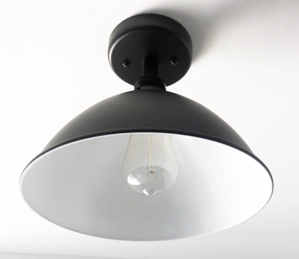 Large Black Enamel Farmhouse Ceiling Light - Image 3
