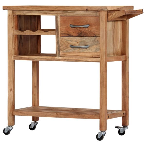 vidaXL Kitchen Trolley 31.5"x17.7"x35.8" Solid Wood Acacia - Image 7
