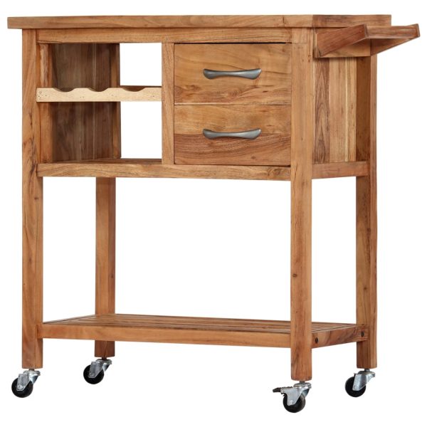 vidaXL Kitchen Trolley 31.5"x17.7"x35.8" Solid Wood Acacia - Image 8