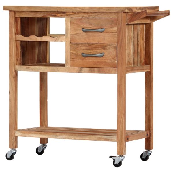 vidaXL Kitchen Trolley 31.5"x17.7"x35.8" Solid Wood Acacia - Image 9