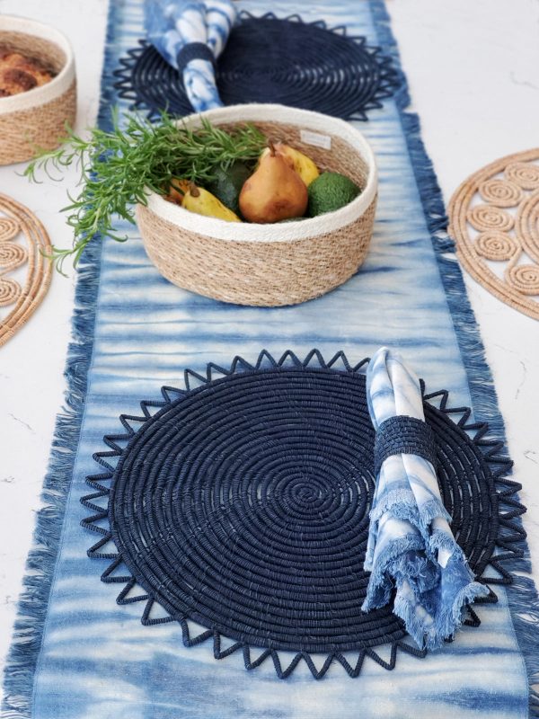 Surya Woven Palm Fiber Placemat - Indigo Blue (Set of 2) - Image 2